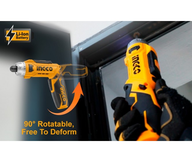 INGCO 8V 6NM 90° Rotatable LithiumIon Cordless Screwdriver with
